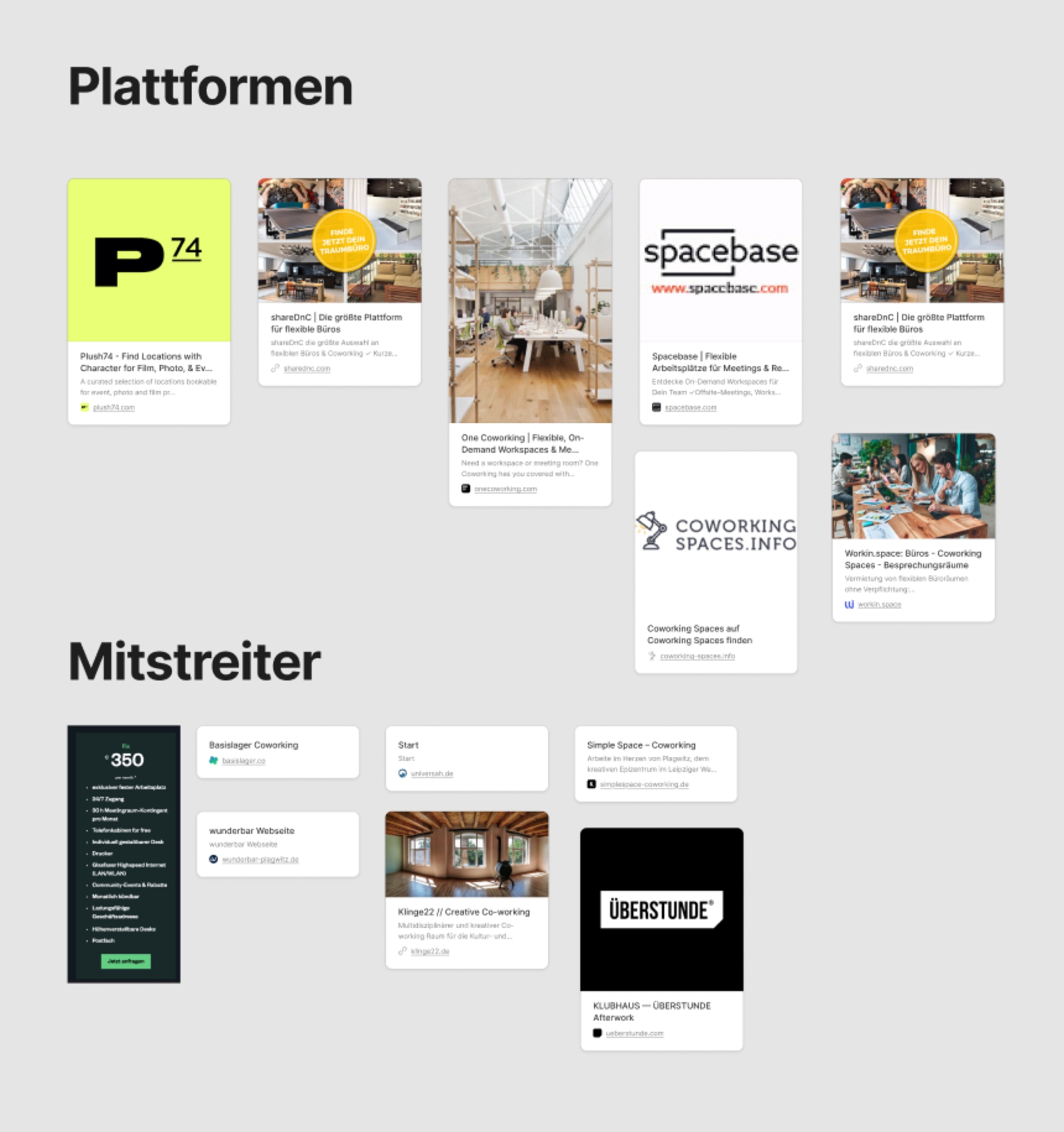 Plattformen und Mitstreiter