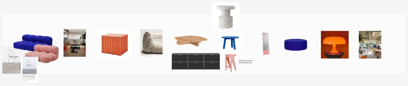 Lounge: Sofa, Sessel, Beistelltische, Farbe