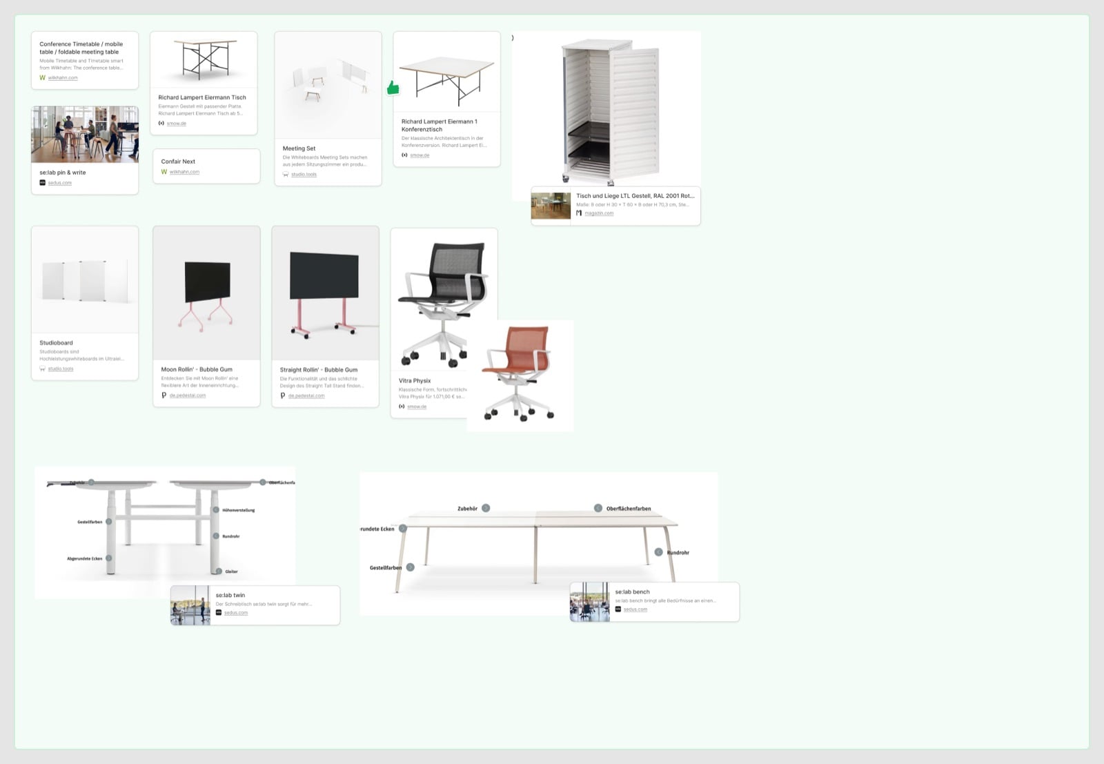 Working: Eiermann-Tische, Stühle, Sideboards